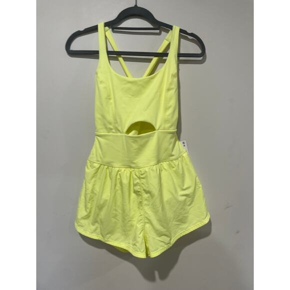 NWT Free People X FP Movement Righteous Crossback Strap Runsie Sour Citrus - Picture 7 of 7